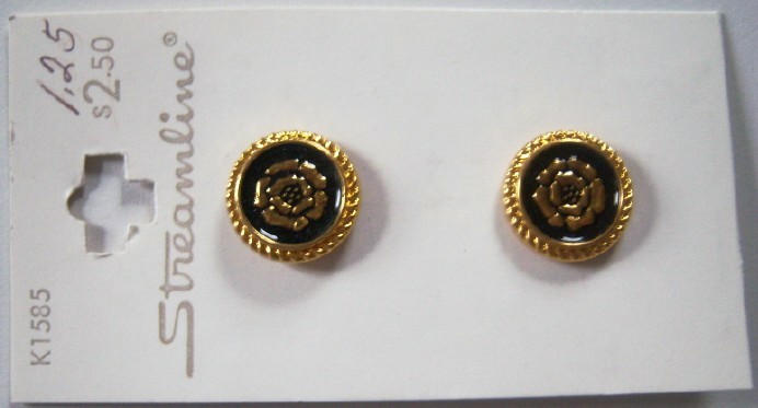 Black/Gold Rose 5/8" Plastic 2 Button Card