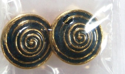 Black/Gold Swirl Plastic 7/8" Button