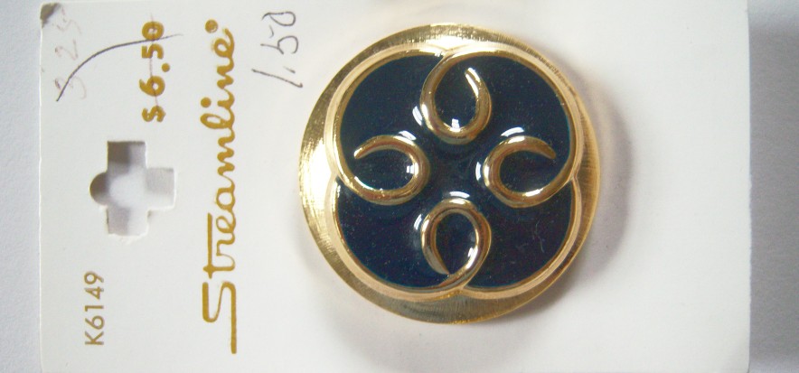 Navy/Gold 1 3/8" Button Card