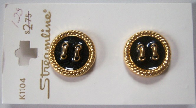 Black/Gold Rim 3/4" Two Button Card