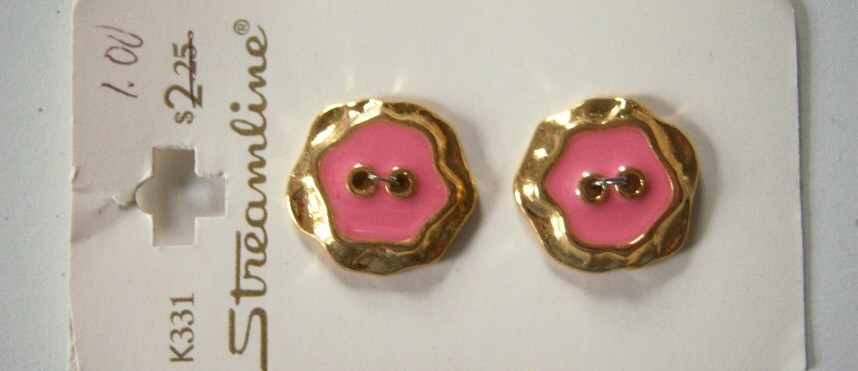 Bright Rose/Gold Card 7/8" 2 Hole Button