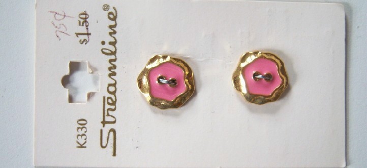 Bright Rose/Gold Card 5/8" 2 Hole Button