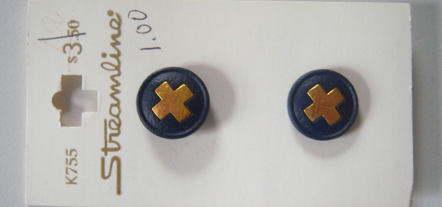 Navy/Gold 5/8" Button Card