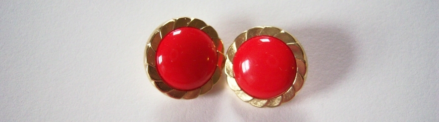 Tomato/Gold Rim 5/8" Button