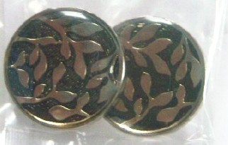 Black/Gold Vines 7/8" Plastic Button