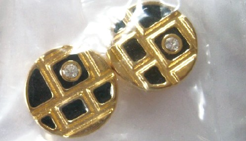 Black/Gold/Rhinestone 3/4" Three Buttons