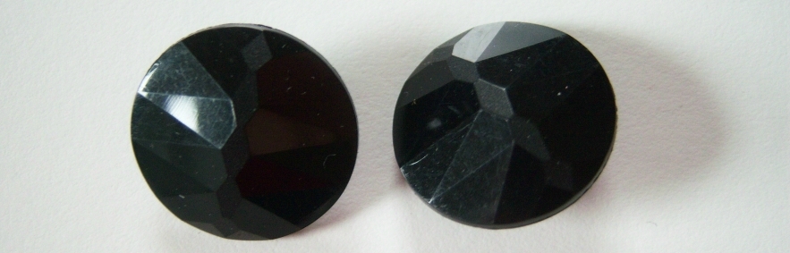 Black 1" Facets Shank Button