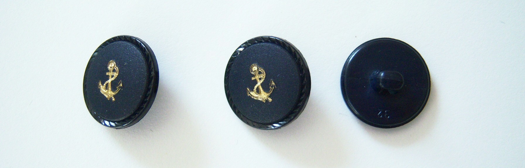 Navy/Gold Anchor 3/4" Shank Poly Button