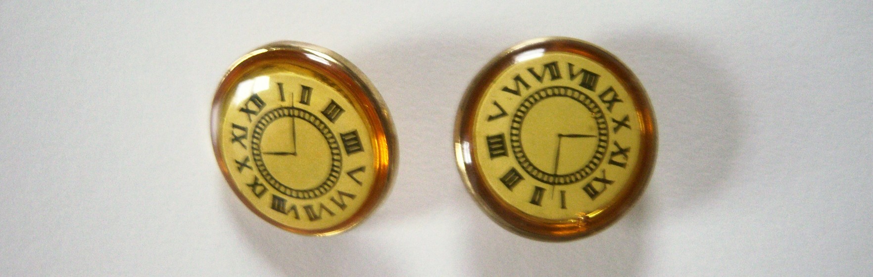 Gold Clock 3/4" Plastic Button