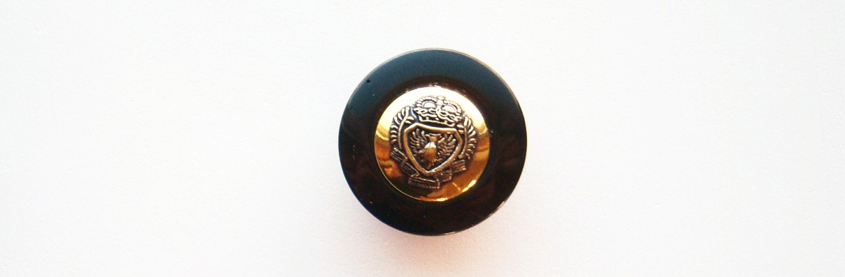 Black/Gold Crest 13/16" Poly Button