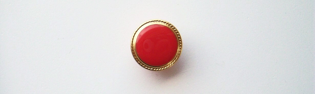 Tomato/Gold Rim 5/8" Button