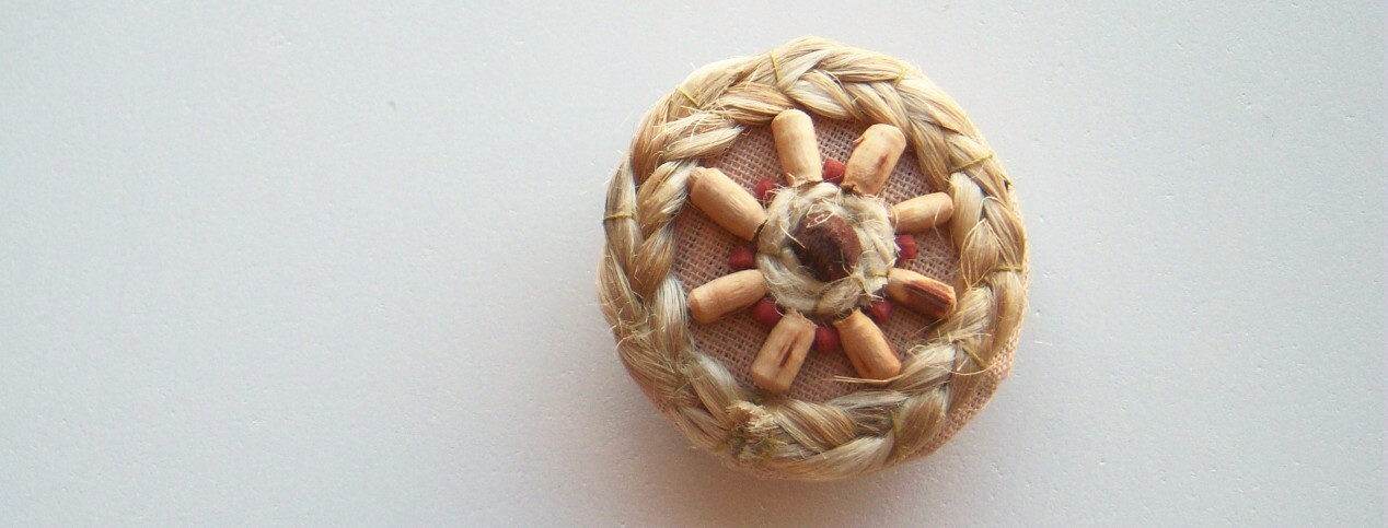 Jute/Wood/Bead 1 3/8" Button