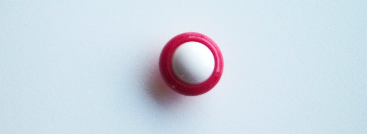 Cherry/White Half Ball 3/4" Shank Button