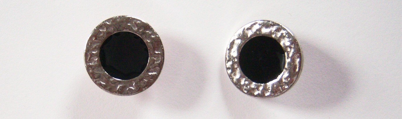 Black/Silver Rim 7/8" Shank Poly Button