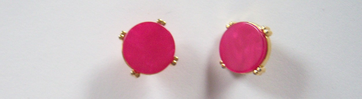 Hot Pink Pearlized/Gold 1/2" Button