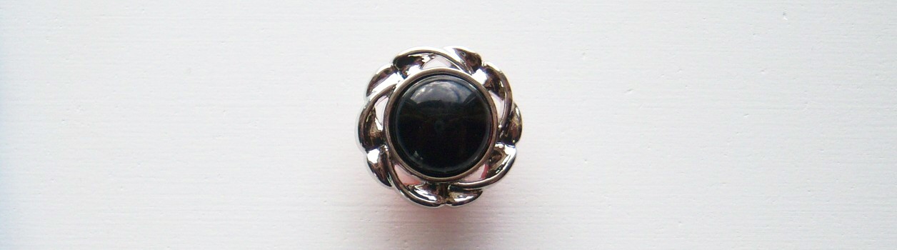 Black/Silver Metal 3/4" Shank Poly Button