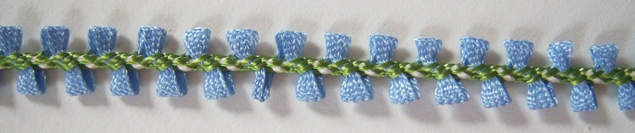 Blue Satin/Green 3/8" Braid