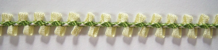 Yellow Satin/Green 3/8" Braid