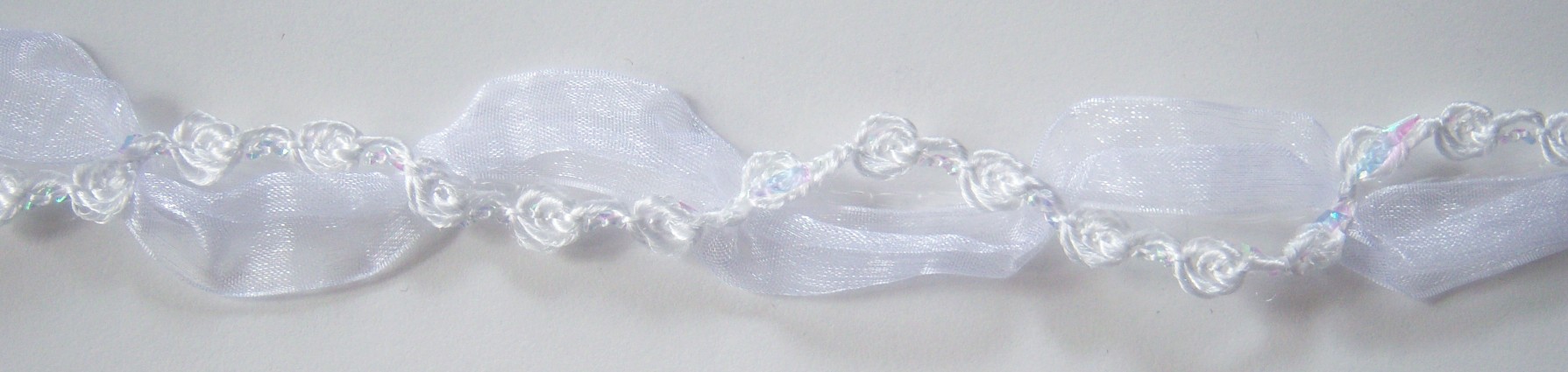 White Organza/Rosebraid 1" Braid