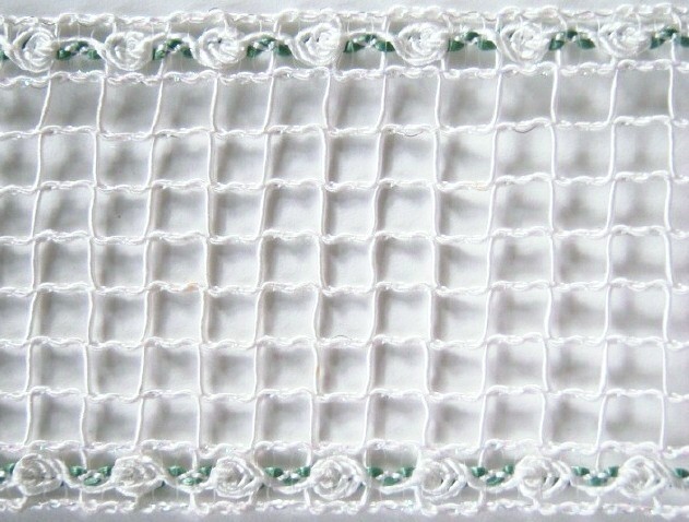 White Iridescent Rosebraid/Green Mesh