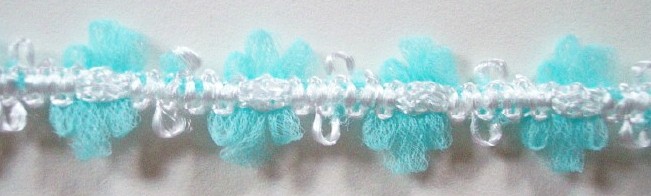 White/Aqua 1/2" Tulle Pouf