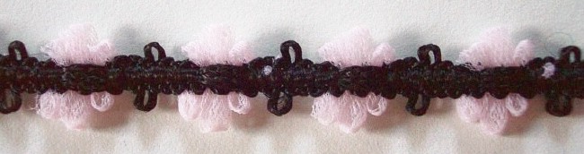 Pink Tulle/Black 9/16" Braid