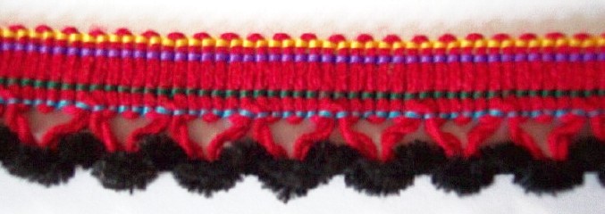 Red Multi/Black Chenille 3/4" Braid