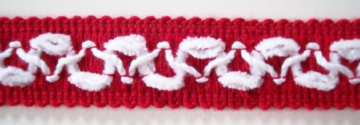 Red/White Chenille 15/16" Braid