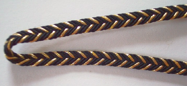 Black/Gold Metallic 1/4" Braid