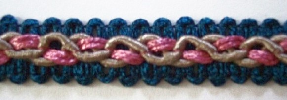 Teal/Rose/Amber 1/2" Gimp Braid