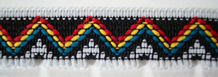 Black/Primary 1" Fringe Tape