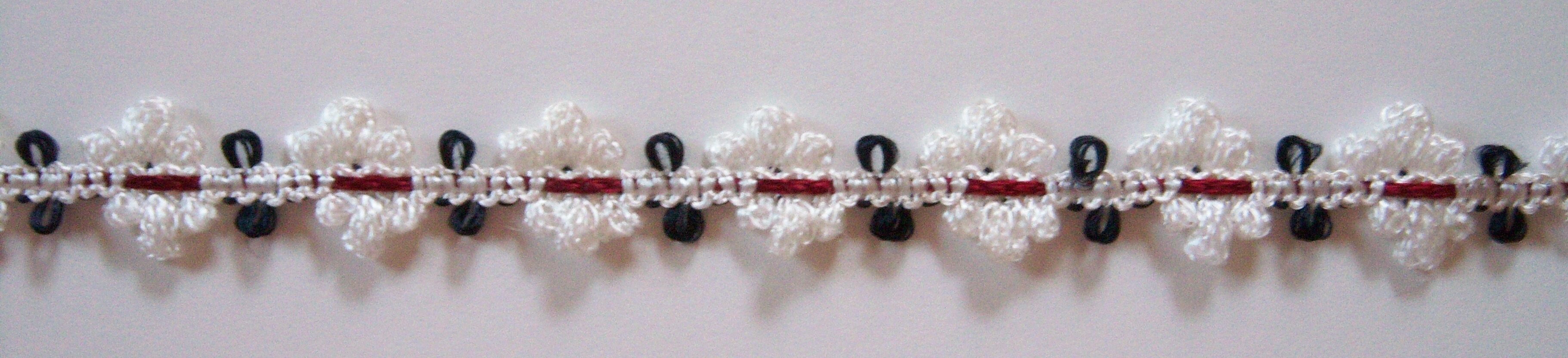 White/Burgundy/Black 9/16" Braid