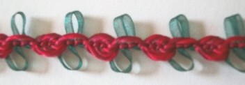 Red/Green Nylon 5/8" Rosebraid