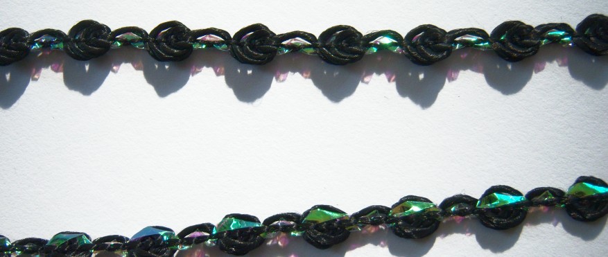 Black Iridescent 1/4" Rosebraid