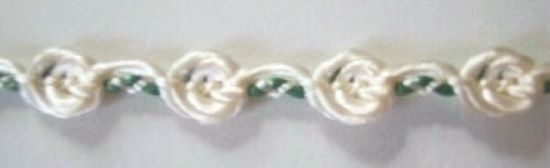 Ivory/Mint 1/4" Rosebraid