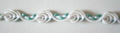 White/Mint Rose Bud Braid