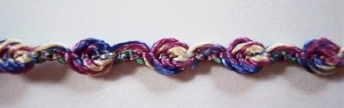 Mauve/Royal 1/4" Rosebraid