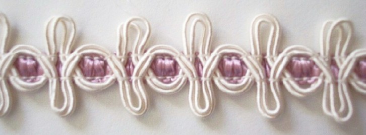 Mauve/Ivory 7/8" Soutache Loops