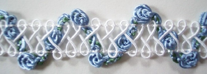 White/Blue 1" Rosebraid