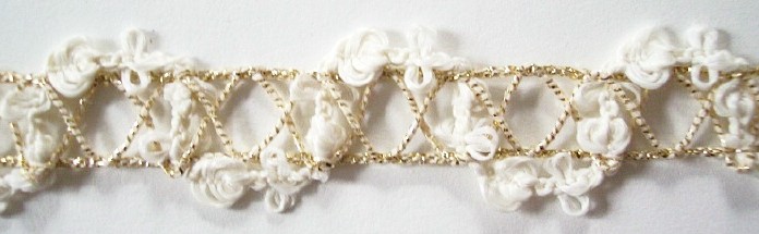 Gold/Ivory 7/8" Rosebraid