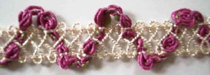 White/Gold/Rose 1" Rosebraid