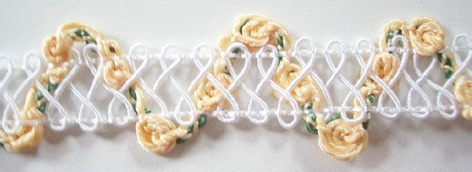 White/Yellow/Green 1" Rosebraid