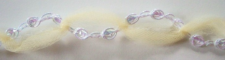 Yellow Tulle/White Irid. Rosebraid