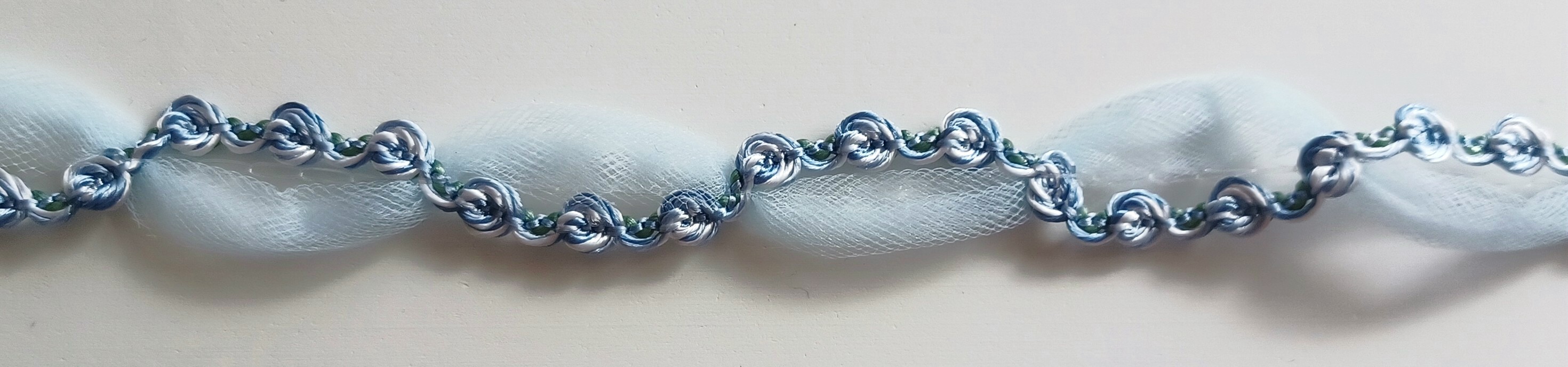 Blue Tulle/Multi 3/4" Rosebraid