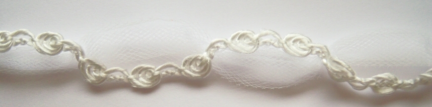 White Tulle/Off White 3/4" Rosebraid