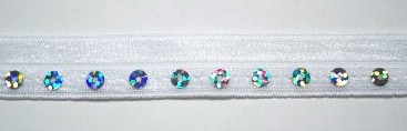 White Sequin Fold Over Elastic