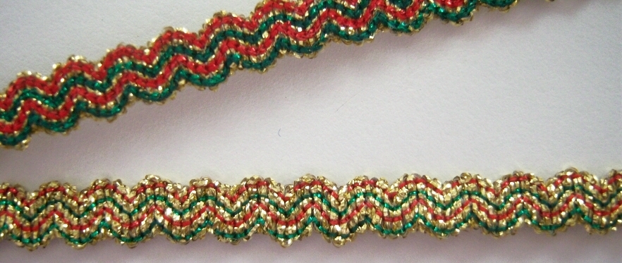 Red/Green/Gold Metallic 5/16 Inch Elastic