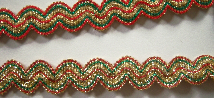 Red/Green/Gold Metallic 9/16" Elastic