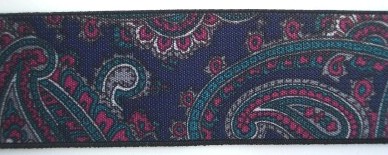 Navy Paisley 1 3/8" Belt Elastic