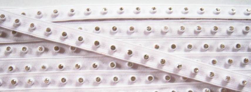 White/Rhinestone On 3/8" Elastic